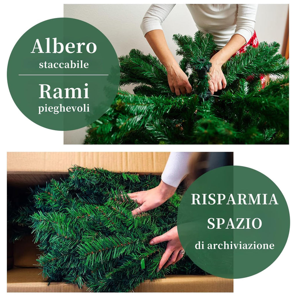 LEIVESTE Albero di Natale Slim Artificiale Verde con Base in Metallo